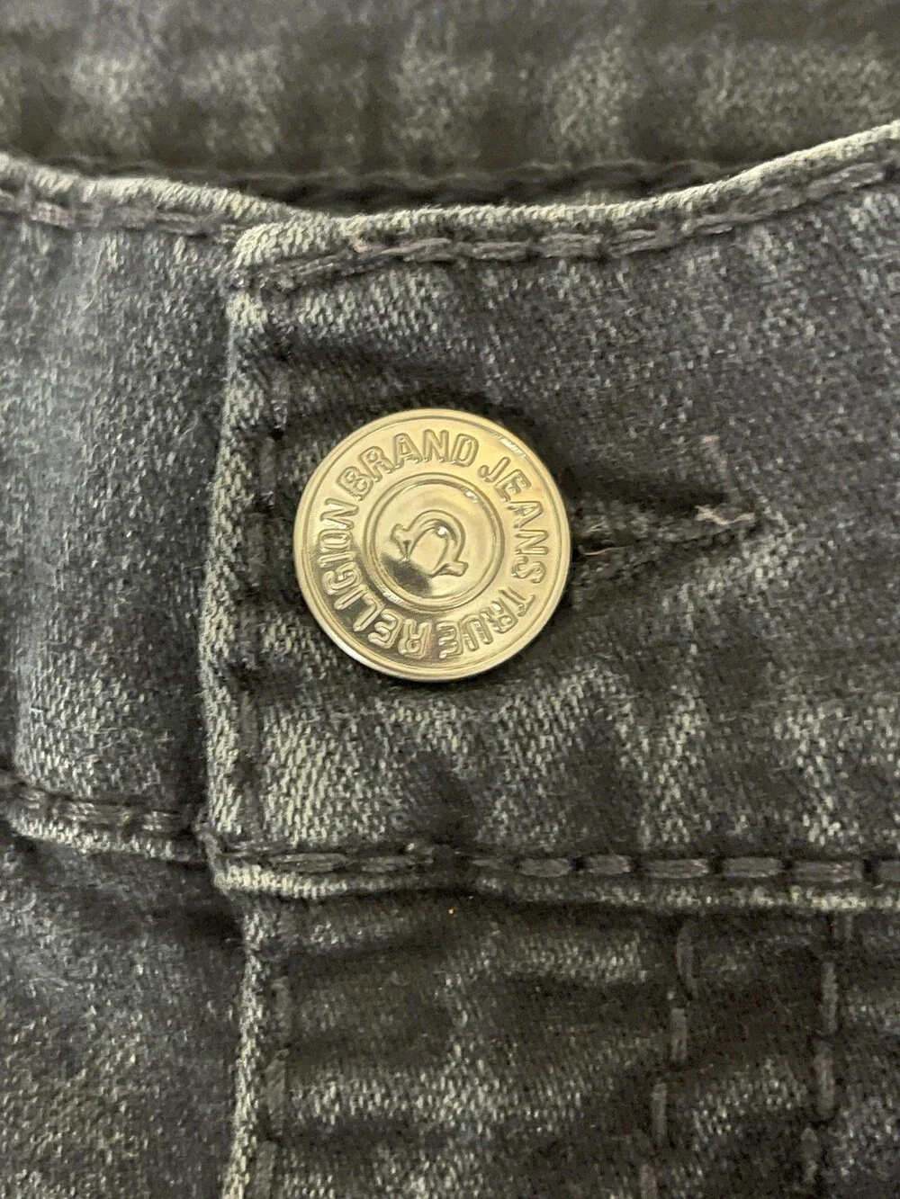 True Religion Geno Relaxed Slim Jeans Mens 35x34 Dark Blue Denim Geno Flap Big T